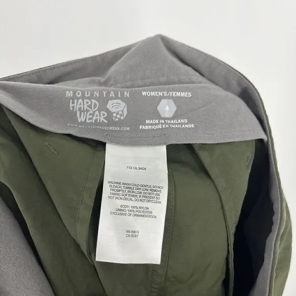 Mountain Hardwear Shorts Size 4 Womens Olive Green Ramesa Nylon Hiking Bermuda - Picture 6 of 6